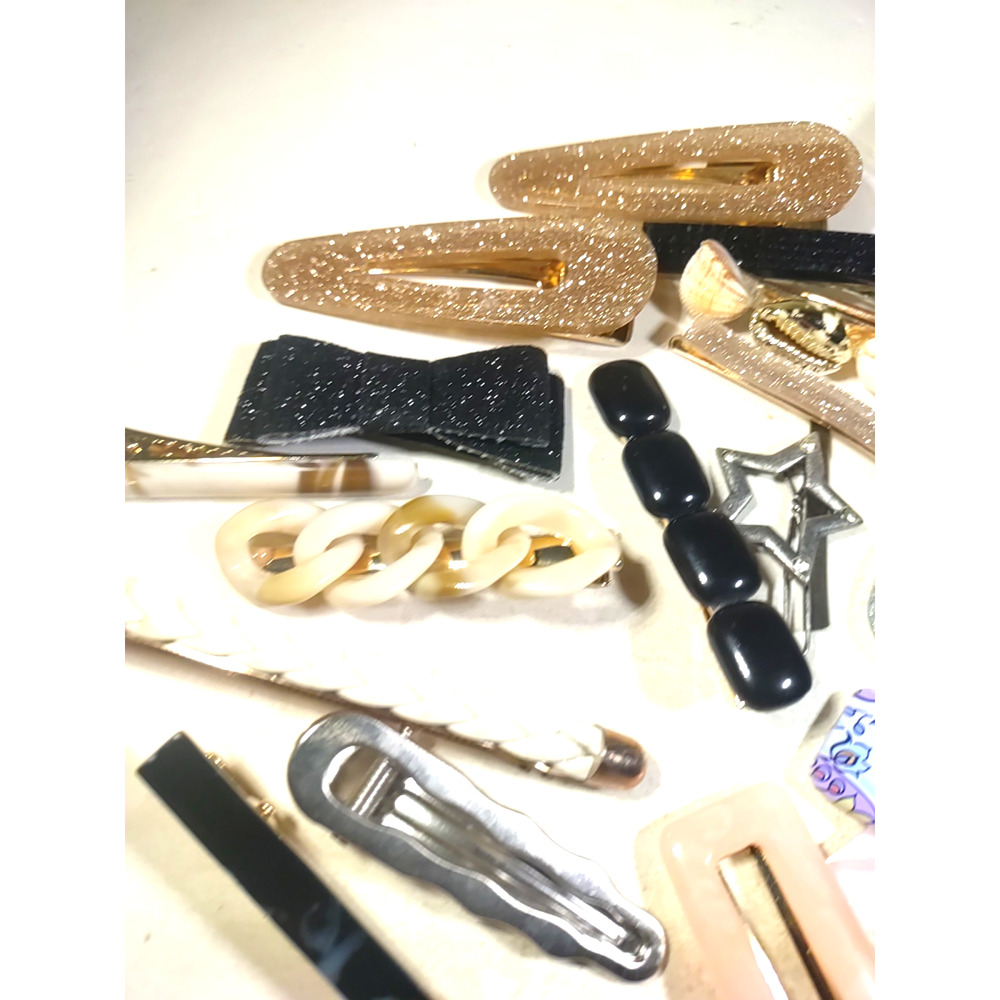 Hair Barrette Lot Of 21 Hair Clips Pink Silver Tone - Picture 5 of 7